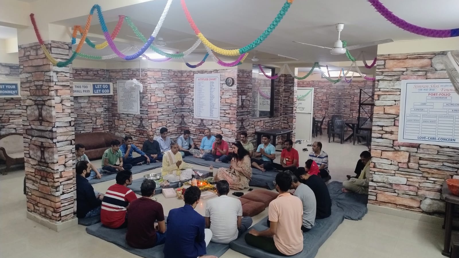Patients and staff gathered for a Diwali havan ceremony at SimranShri